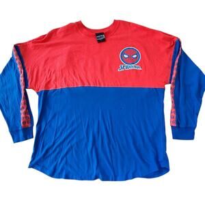 DISNEY MARVEL SPIDERMAN MENS SPIRIT JERSEY LONG SLEEVE SHIRT SUPER HERO SZ LG